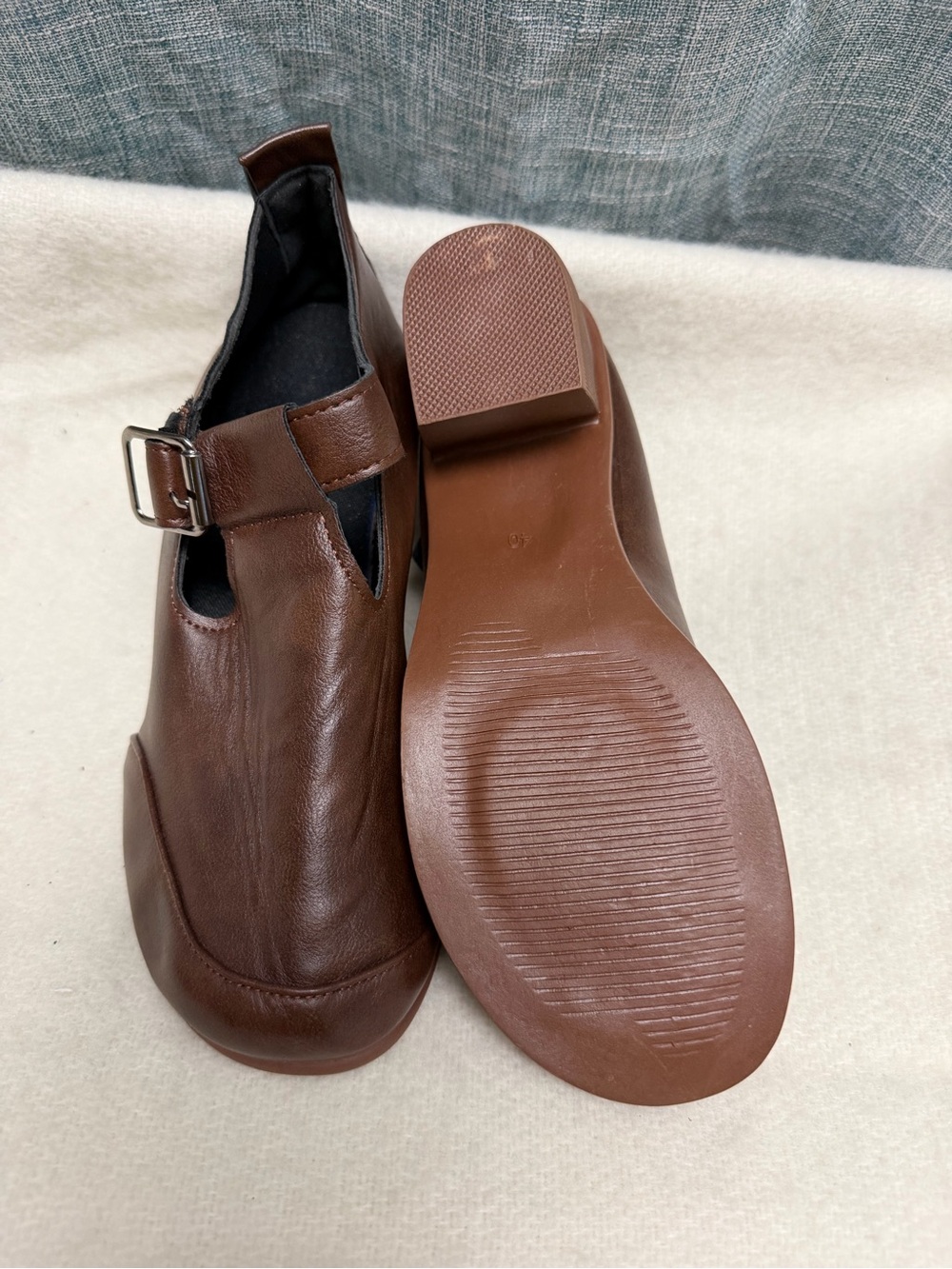 Women’s Brown Buckle Mary Jane Flats - Picture 4 of 4